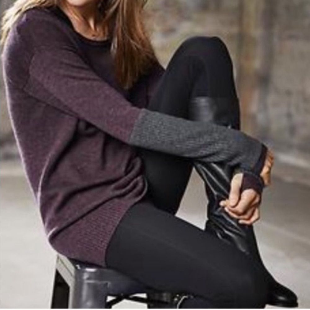 Athleta Women's Crewneck Sweater in Plum with Gray Accent